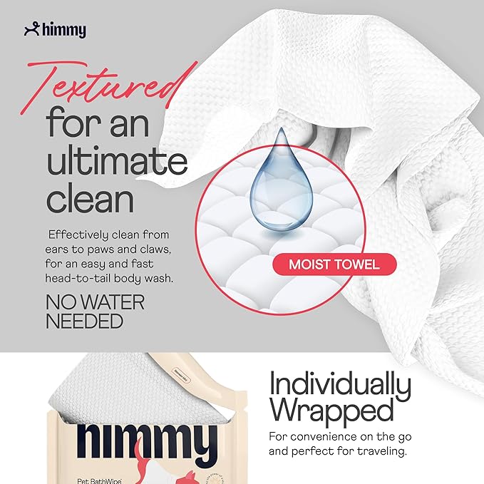 Himmy XL Pet Wipes for Dogs and Cats – 18” x 30” Bath Wipes for Cleaning, Deodorizing, Conditioning, Anti-Itch Grooming, Wet Dog Wipes for Paws, Butt, Ear, Eye, Face, Whole Body Watermelon