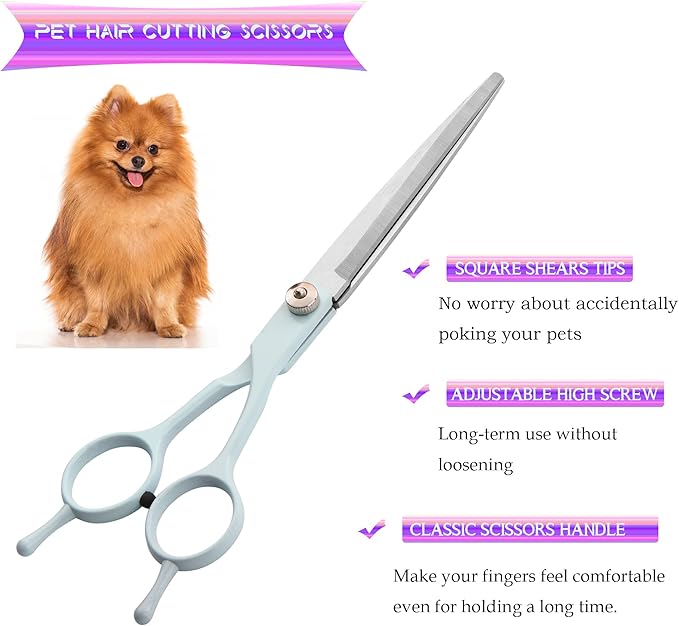 Grooming Scissors for Dogs at Home, Fcysy Professional Pet Grooming Kit Tijeras Para Cortar Pelo De Perros, Cat Grooming Scissors Curved Blending Shears Set for Pet Dog Cat Puppy