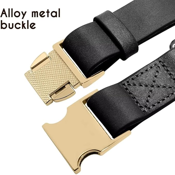 Beirui Genuine Leather Dog Collar with Quick Release Metal Buckle, Comfortable Leather Collar for Small Medium Large Dogs