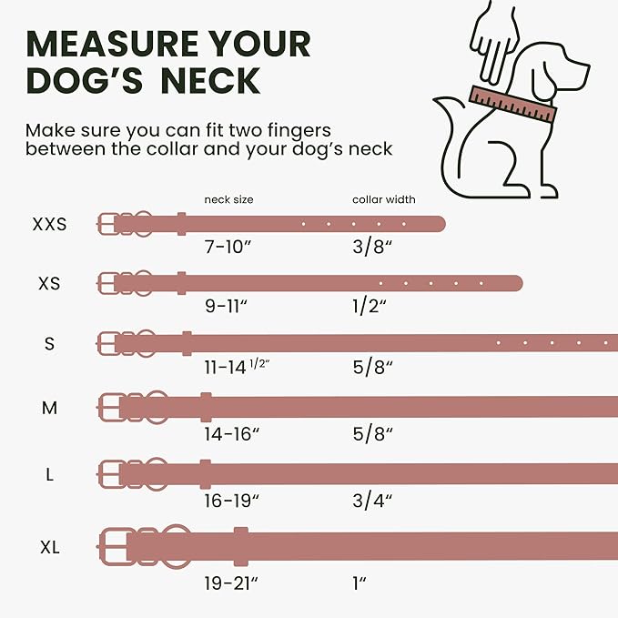 BRONZEDOG Rolled Leather Dog Collar with QR ID Tag Adjustable Soft Round Collars for Small Medium Large Dogs Puppy Cat (16" - 19" Neck Size, Blush)