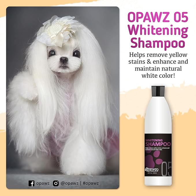 OPAWZ 05 Whitening Purple Shampoo for Dog and Cat, Safely Remove Yellow Stains, with No Bleach, Peroxide and Sulfate, Professional Groomers Recommended Product, 16.9 oz