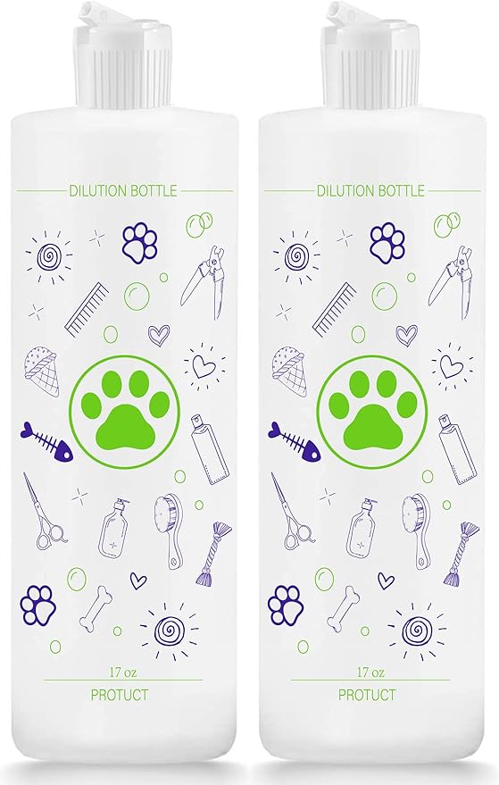 2 Pack Pet Shampoo Dilution Bottles, Specialties Mixing Bottle for Concentrated Dog Shampoo and Conditioner Grooms (2)