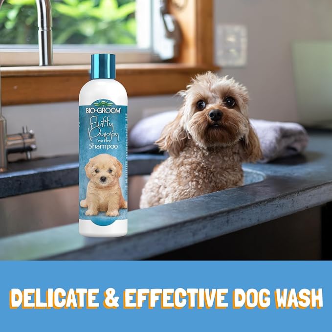 Bio-Groom Fluffy Puppy Tear-Free Shampoo – Dog Bathing Supplies, Puppy Shampoo, Cat & Dog Grooming Supplies for Sensitive Skin, Cruelty-Free, Made in USA, Tearless Dog Products – 12 fl oz 1-Pack