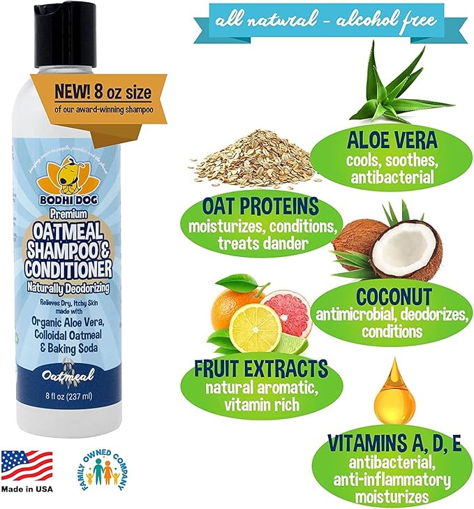 Bodhi Dog Baby Powder Scented Cat & Dog Cologne 4oz + Oatmeal Dog Shampoo & Conditioner for Pet Grooming 8oz | Moisturizing Dog Shampoo for Sensitive Skin | Deodorizing Cat and Dog Grooming Bundle