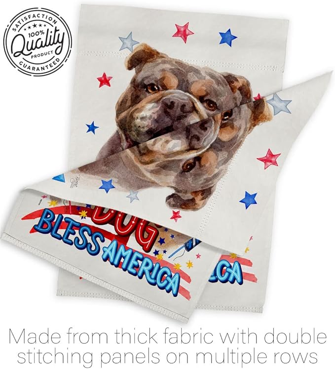 Breeze Decor Patriotic Chocolate Bulldog House Flag Set Dog Puppy Spoiled Paw Canine Fur Pet Nature Farm Animal Creature Decoration Banner Small Garden Yard Gift Double-Sided, Made in USA