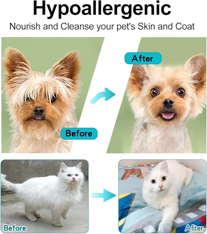 6PCS Cats & Dog Washing Gloves, Dog Wipes Cleaning Deodorizing Grooming Gloves, Rinse-Free Pet Wipes for Dogs & Cat Quick Cleaning after Outdoor Activities.
