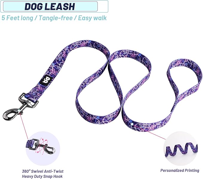 QQPETS Dog Harness Leash Set Adjustable Heavy Duty No Pull Halter Harnesses for Small Medium Large Breed Dogs Back Clip Anti-Twist Perfect for Walking