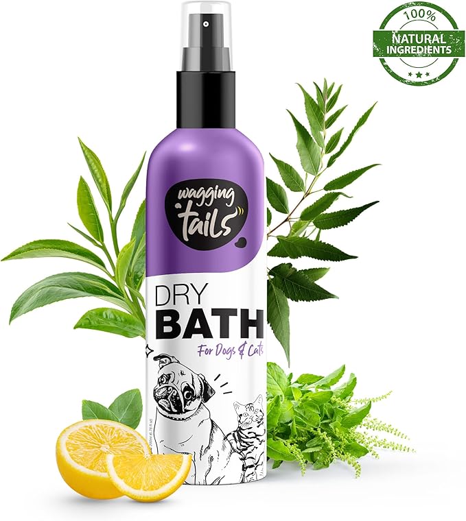 Wagging Tails 5 in 1 Grooming Kit for Pets | Shampoo 6.76 fl oz + Dry Bath 6.76 fl oz + Massage Oil 6.76 fl oz + Paw Butter 1.76 fl oz + Paw Spray 3.38 fl oz | Natural Ingredients| Ideal Gift for Pets