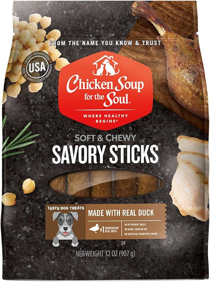 Chicken Soup for the Soul Savory Sticks Dog Treats, Duck, 32 Ounce Bag | Soy, Corn & Wheat Free, No Artificial Flavors or Preservatives