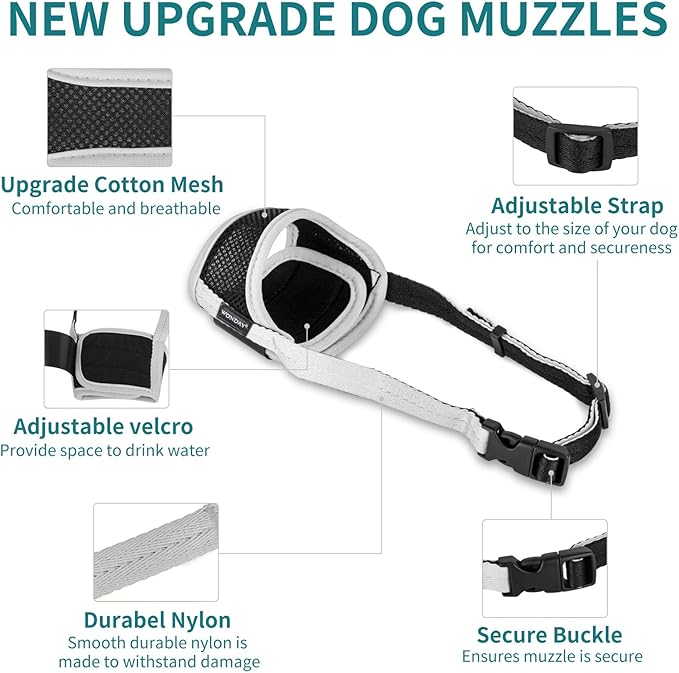 Muzzle for Small Dog, Dog Muzzle for Small Dogs, Small Dog Muzzle, Small Dog Muzzles for Biting Barking Chewing, Soft Muzzle for Small Dogs, Muzzles for Small Dog Puppy S Gray