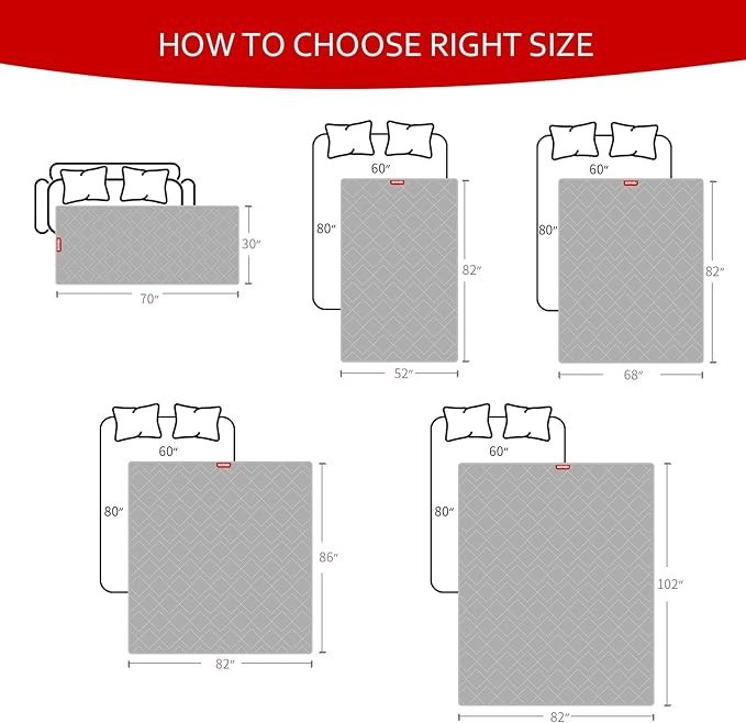 Waterproof Blanket Dog Bed Cover with Non-Skid Bottom, Couch Cover for Dogs, Mattress Protector Furniture Protector, Bed Couch Sofa(68" X 82")