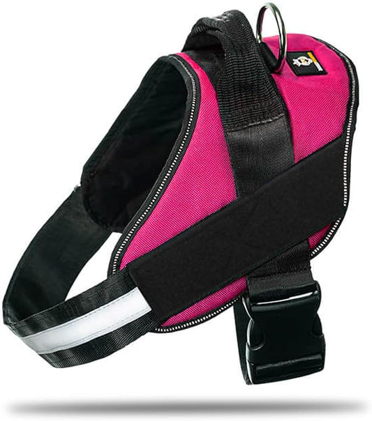 Non Pull Dog Harness with Patch Panels and Handle, Adjustable, Reflective, No Choke, Heavy Duty Easy On Service Dog Vest Harnesses for Medium Large Small Sized Dogs - Rose Red, S