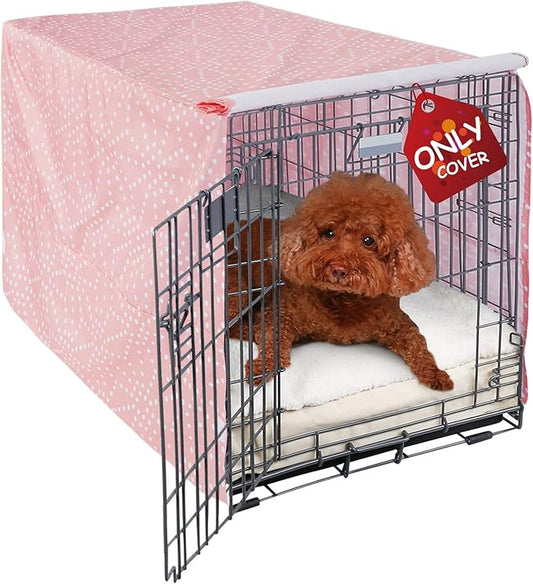 Explore Land Pattern Dog Crate Cover for 36 Inches Wire Cage, Heavy-Duty Polyester 1 2 3 Doors Standard Metal Pet Kennel Enclosure (Princess Pink)