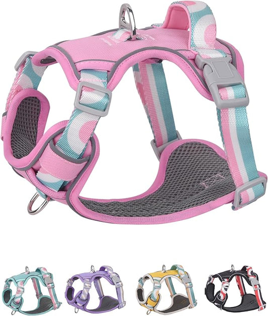 Petank Dog Harness for Small Dogs, Dog Harness with Handle, Large Dog Harness, Puppia Dog Harness, Dog Vest Harness, Dog Harness No Pull, Puppy Harness, Pink Dog Harness. (Pink, L)