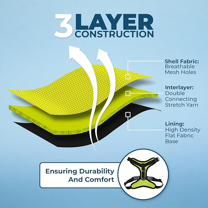 Voyager Step-in Lock Pet Harness - All Weather Mesh, Adjustable Step in Harness for Cats and Dogs by Best Pet Supplies - Lime Green/Black Trim, L