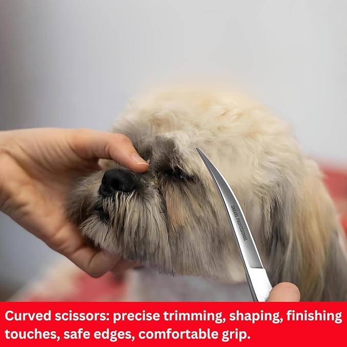 Dog Grooming Scissors 4.5 Curved Shear Perfect for Dog, Cats, and other Pets Face & Paws Trimming