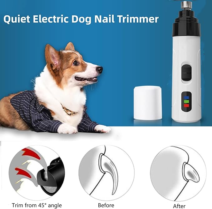 Heusom Silent Groom Pro Nail Grinder, 2025 New Heusom Dog Nail Trimmer, Rechargeable USB Charging Pet Nail Grinders for Dog, Electric Dog Nail Clippers, Pet Paws Grooming Smoothing Tool (1 Set)