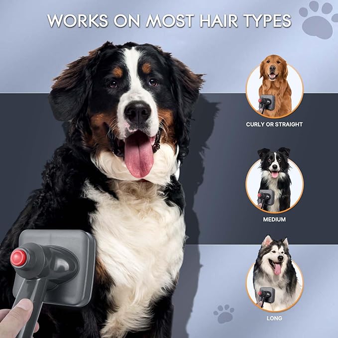 Groom Tool Kit for Dyson Vacuums V6/V7/V8/V10/V11/V15: Pet Hair Brush Attachment, Self-Cleaning Vacuum-Assisted Groomer for Medium-long Fur, Mess-free