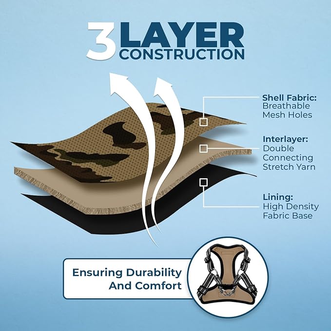 Best Pet Supplies Voyager Adjustable Dog Vest Harness Breathable No Pull Harness for Small, Medium, Large Dogs, Harness for Walking, Jogging, Easy Step-in, Reflective Stripes - (Army Base), L