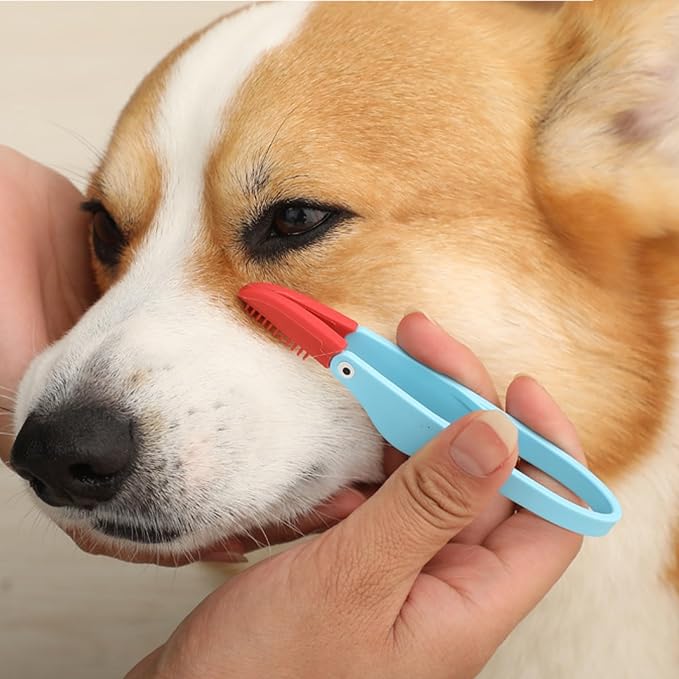 3PCS Soft Washable Pet Grooming Tools - Tear Stain Brush, Eye Excrement Comb with Handle, Tear Remover Comb for Cats and Dogs