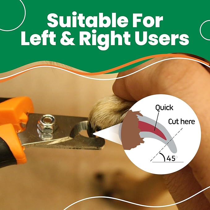 GoPets Pet Nail Clipper for Small to Medium Sized Pets, Angled Stainless Steel Blades with Safety Guard, Ergonomic Handle for Safe and Effective Trimming, Heavy Duty Nail Clippers for Thick Nails