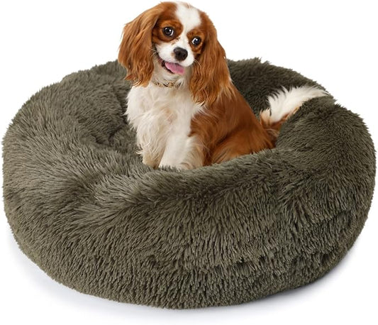 Puppy Bed for Calming Dog 23 Inches Green Anti-Anxiety Donut Dog Bed for Small Medium Dogs Washable Fuzzy Dog Bed Fits up to 15 lbs Pets Beds for Small Dog