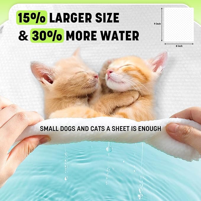 Dog Wipes for Paws and Butt, Plant-Based Large Pet Wipes, 8X9 Inch Easy to Use Dog Cat Puppy Cleaning Grooming Wipe Gentle Degradable (50 Count, Unscented)