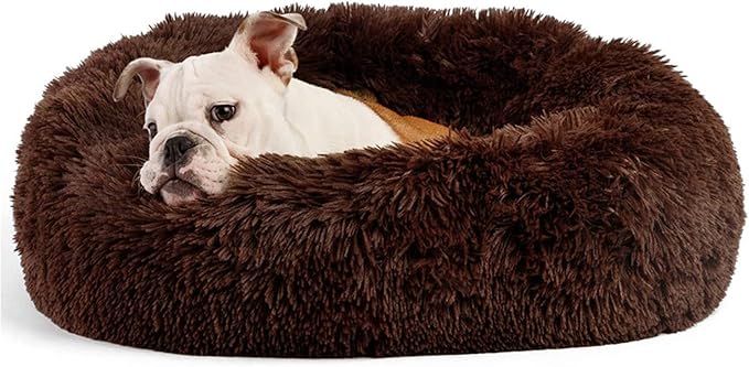 Orthopedic Dog Beds for Medium Dogs 30 inch Round Calming Pet Beds Machine Washable Faux Fur Doggie Beds for Medium Dogs Chocolate Brown