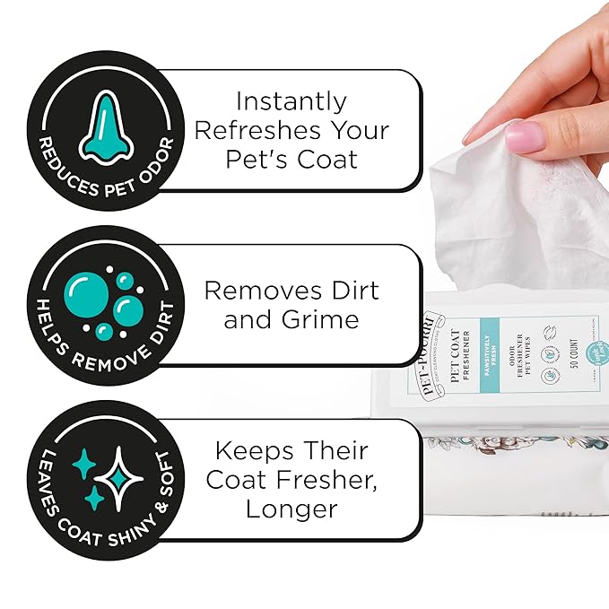 Pet-Pourri Pawsitively Fresh Deodorizing Pet Wipes – Quick Cleaning Wipes for Dogs & Cats – Plant Based Ingredients – Vet Recommended – Cleaner Odor Remover Wipes for Paw, Fur & Skin Soothing