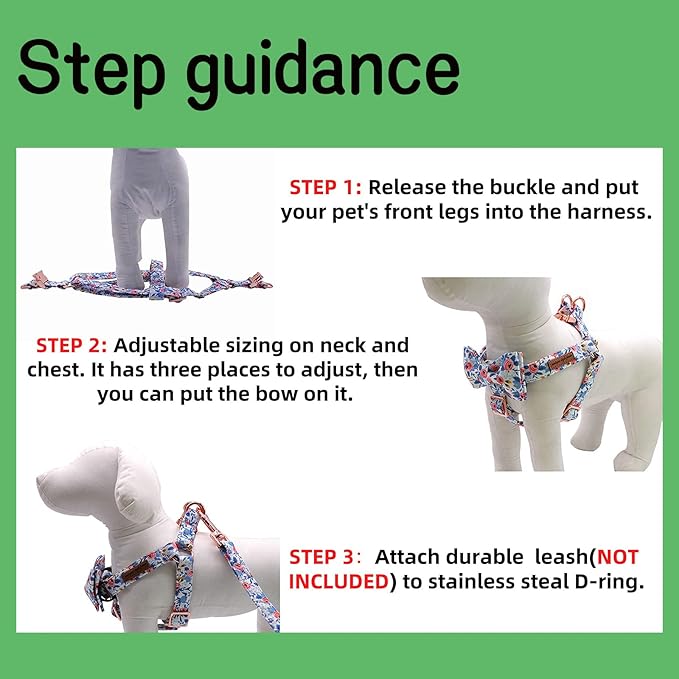 Unique style paws Green Plaid Dog Harness Adjustable Harnesses Durable Hardware with Bowtie for Small Medium Large Dog-Christmas Style-XS