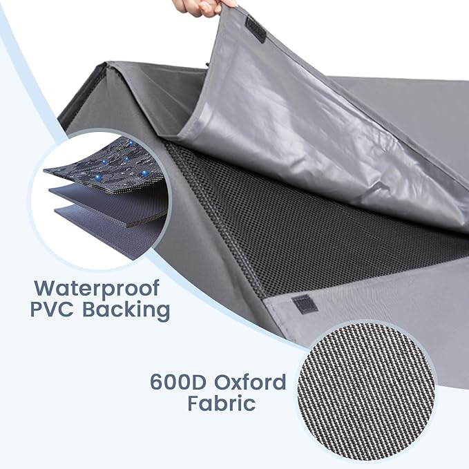 36” Durable Dog House Cover - Waterproof & UV-Resistant 600D Oxford Fabric Canopy for Outdoor Kennels - Cover Only, Fits 36"x30"x44" Houses - Protective Large Breed Shelter Top - Cool Grey