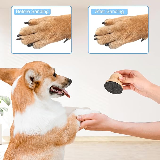 Dog Nail File for Wooden，Dog Scratch Pad for Nails with 3 Replaceable Sandpaper,Suitable for Pet Stores, Home Cats and Other Small Pets to Use (White)