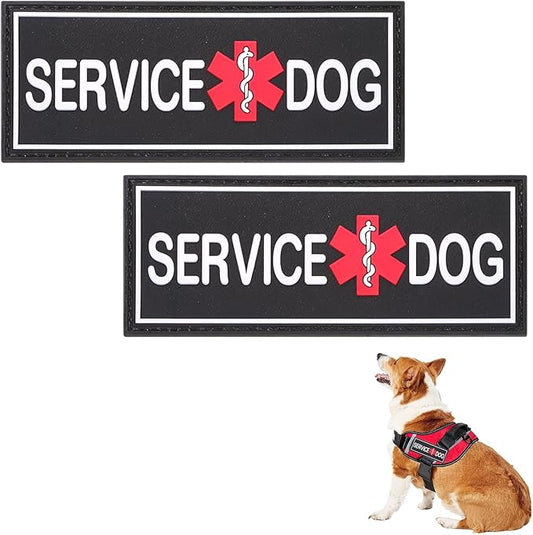 2Pcs Service Dog Patches for Harness, Removable Emotional Support Dog Vest Patches, Black in Training Dog Patch, Working Dog Applique Tactical Dog Equipment for Collar Leash (4×2'')