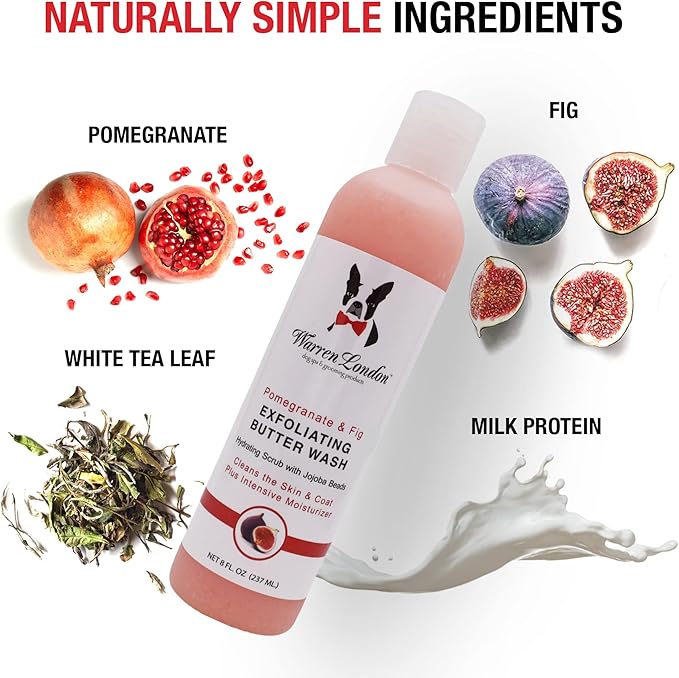 Warren London Exfoliating Butter Wash - Premium Conditioning Dog Shampoo - Pomegranate & Fig - 8 Oz