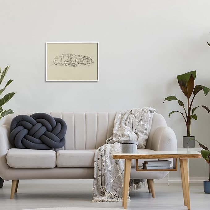 Stupell Industries Serene Dog Sleep Soft Cushion Monochrome Sketch Portrait, Design by Ethan Harper
