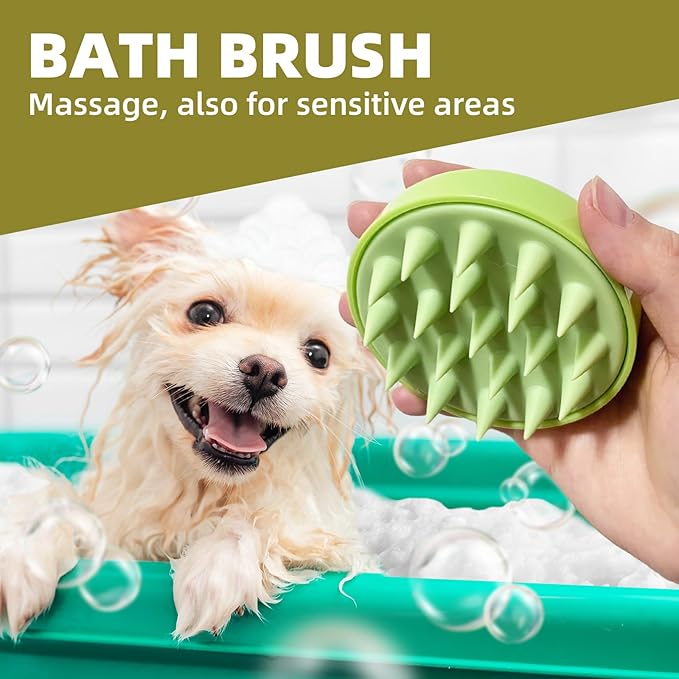 Dog Grooming Set: 7 PCS Deshedding Brushes for Short & Long Haired Dogs and Cats - Scrubber Shower Brush, Dematting Comb, Scissors, Orange