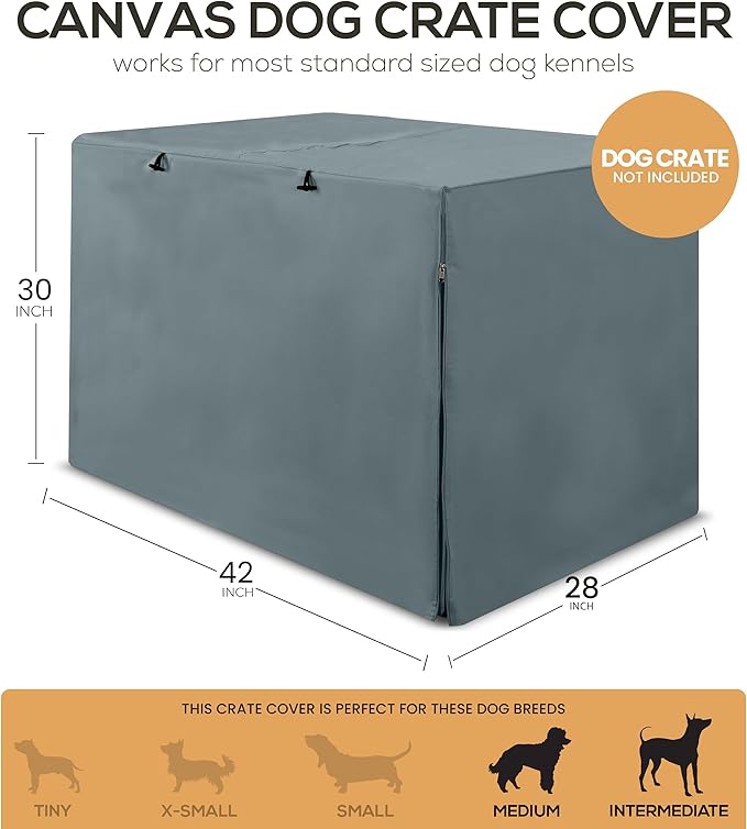 Utopia Home Dog Crate Cover, Waterproof Dog Kennel Cover 42 Inch - Gray, 600D Heavy Duty Dog Cage Cover Universal Fit for Most Wire Pet Crates - 42 x 28 x 30 Inch (Cover Only)