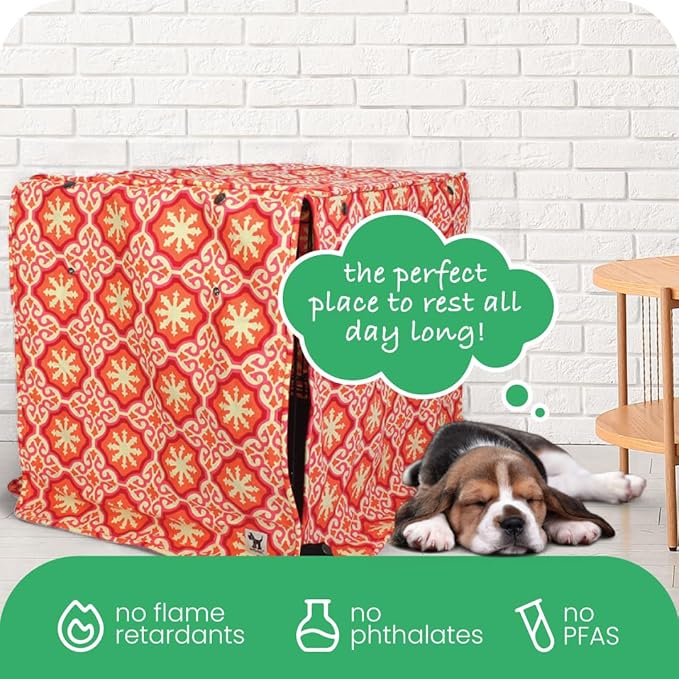 Molly Mutt Papillon Dog Crate Cover, 100% Cotton Canvas Cover with 2 Roll-Up Panels, Ideal for Dog or Cat Crate, Durable, Washable, and Free of Harmful Chemicals, 30" x 21" x 24"