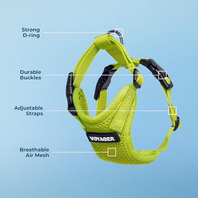 Voyager Step-in Lock Pet Harness - All Weather Mesh, Adjustable Step in Harness for Cats and Dogs by Best Pet Supplies - Lime Green, M