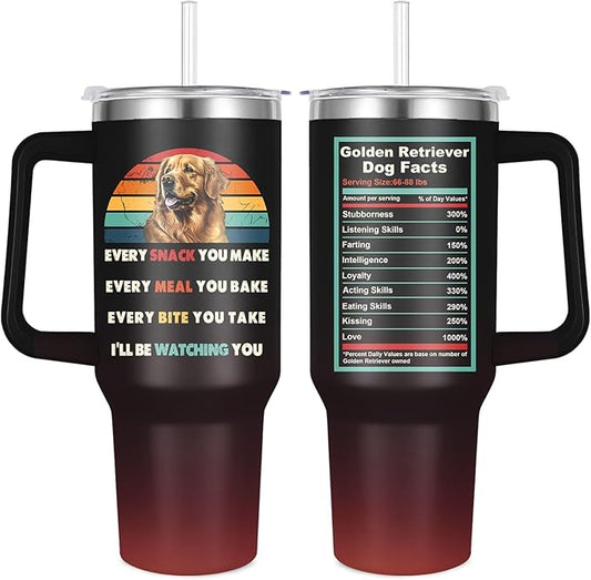 Golden retriever Tumbler for Dog Owner Gift,Golden retriever Water Bottle with Handle Insulated Reusable Stainless Steel 40oz (Golden retriever)