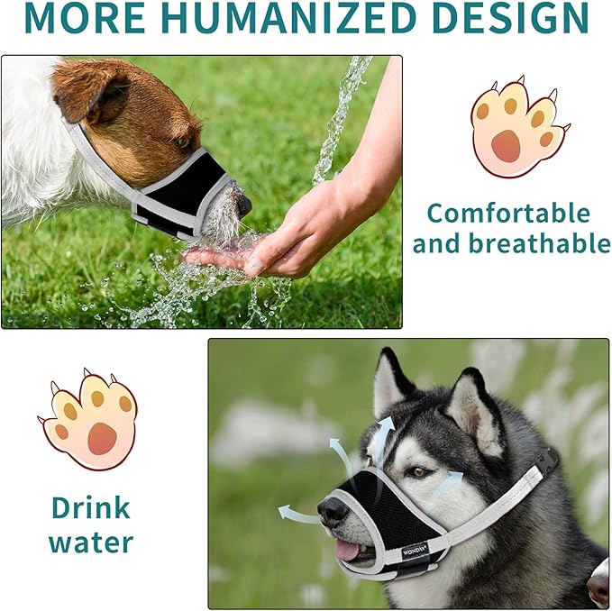 Muzzle for Small Dog, Dog Muzzle for Small Dogs, Small Dog Muzzle, Small Dog Muzzles for Biting Barking Chewing, Soft Muzzle for Small Dogs, Muzzles for Small Dog Puppy S Gray