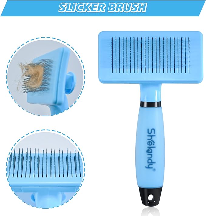 SHELANDY Groomer Partner Pet Grooming Kit, 5-Piece Set with Aluminum Case, Includes Slicker Brush, Undercoat Rake, DeShedding Tool, Flea Comb, Nail Clipper
