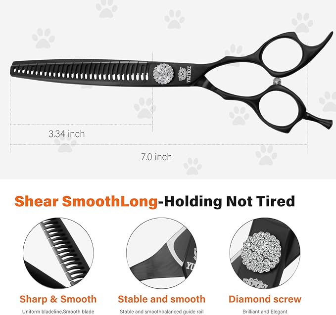 Dog Grooming Chunker Scissors 440C Stainless Steel – Professional Pet Thinning Shears for Dogs & Cats, Texturizing Chunking Grooming Tools, 7 Inch