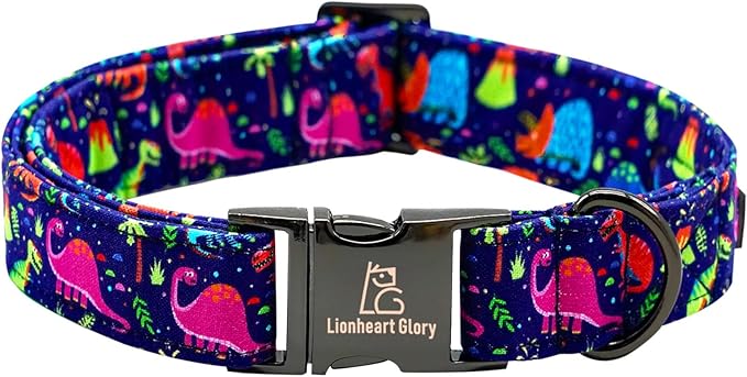 Lionheart glory Dog Collar, Blue Dog Collar Boy Dog Collars Adjustable Dinosaur Collar for Small Dogs Pet Gift