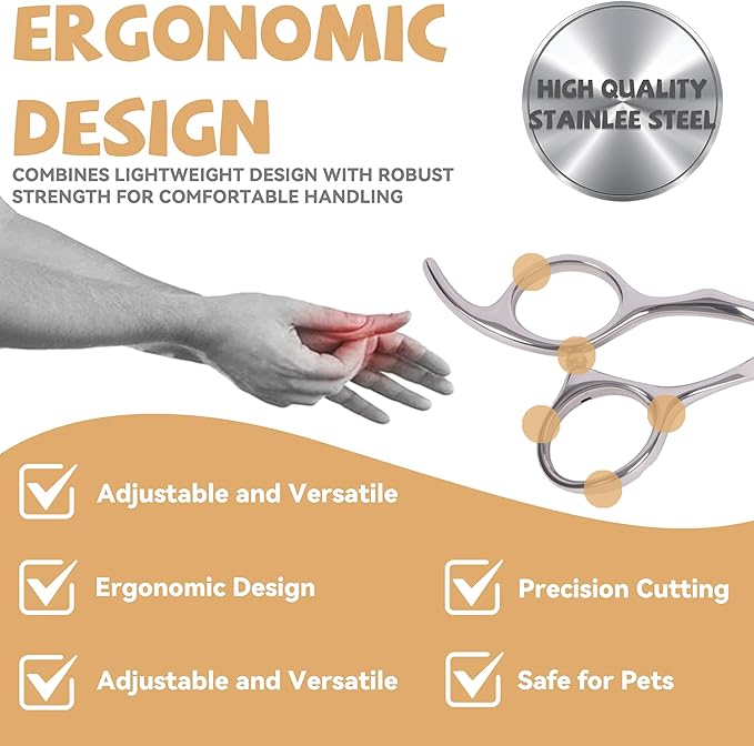Professional metal 9 In Curved Grooming Scissors for Dogs and Cats,30-Degree Curves Shears for Hair Cutting with Pet at Home & Outdoor,Lightweight Stainless Steel Clippers for Dog Trimming Face,Paws