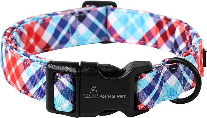 ARING PET Plaid Dog Collar-Cute Dog Collar for Small Dogs, Adjustable Cotton Pet Collars Puppy Collar for Small Medium Large Boy and Girl Dogs