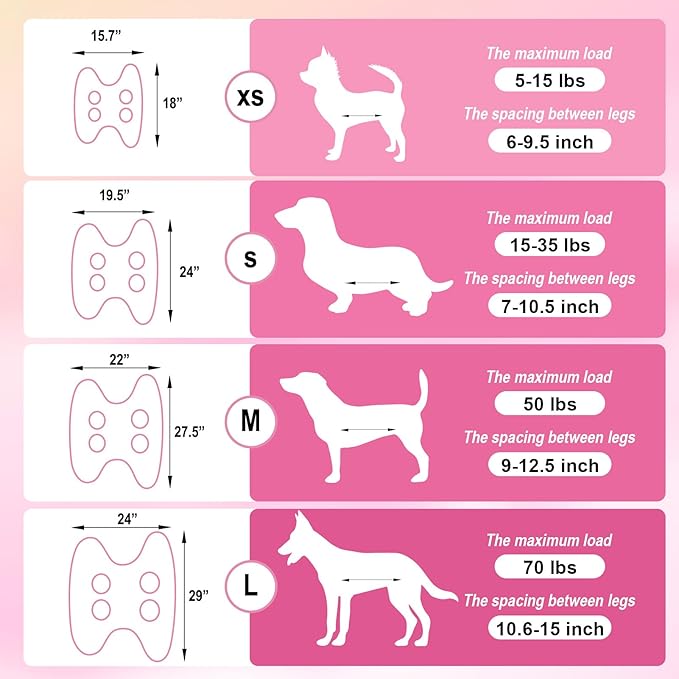 Dog Grooming Hammock - Adjustable Pet Grooming Hammock for Cats& Dogs, Breathable Dog Hanging Sling Holder with Nail Clippers& Nail File (Pink, Medium)