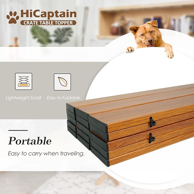 HiCaptain Pet Crate Table Topper – Foldable Wire Dog Kennel Topper Custom Pet Crate Table (M, for 36 inch Crate)