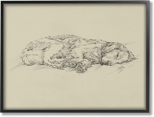 Stupell Industries Serene Dog Sleep Soft Cushion Monochrome Sketch Portrait, Design by Ethan Harper
