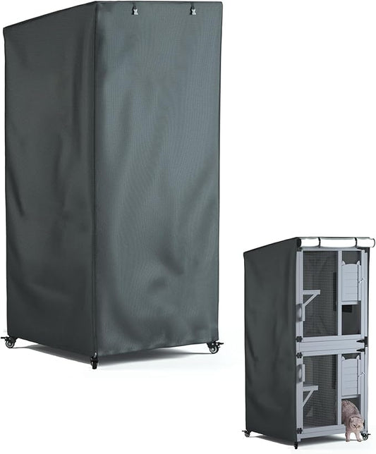 Outdoor Cat House Cover, Extremely Waterproof Feral Cattery Cat Cover, Cat Enclosure Cover, 600 D Heavy Duty Rain Sheet , 32x32x71 in (Cover only) Grey, Mx-1869-B